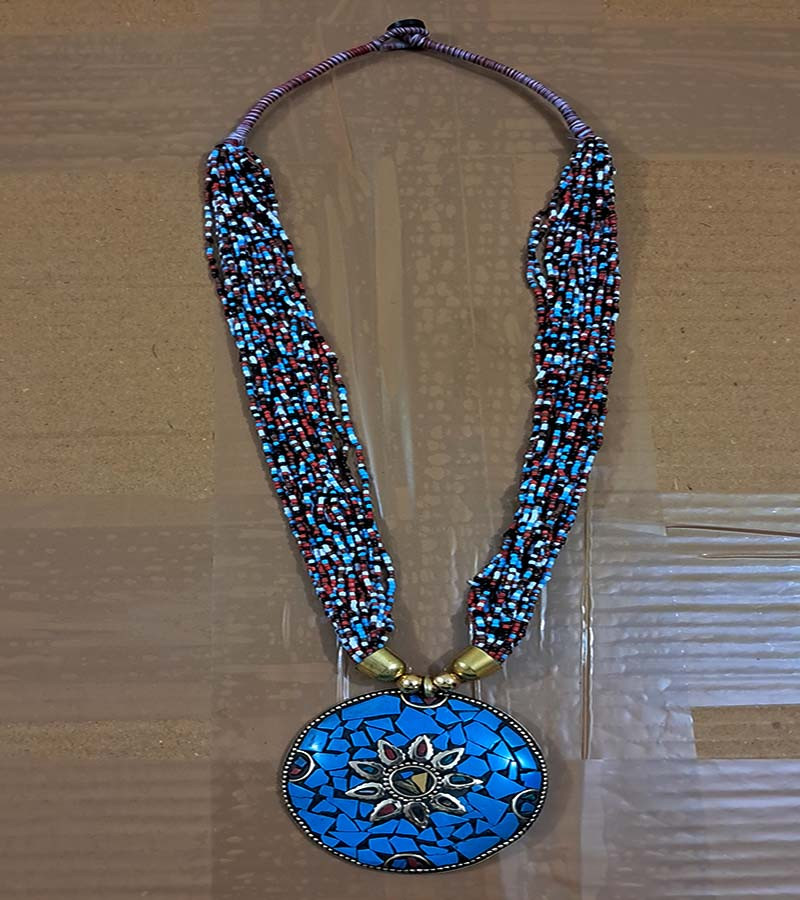 Mosaic Pendent Seed  Beads Necklaces GC-NK-553