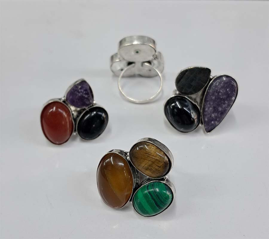 Stone Beads Boho Brass Rings GC-RG-360