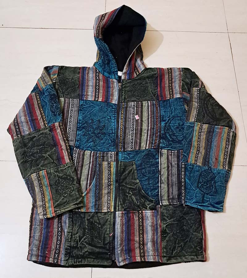 Hippie Patchwork Hooded Winter Jacket Ethnic Vintage Oversize Baggy Fleece Hoodie Women's Men's Boho Festival S M L XL GC-AP-1466