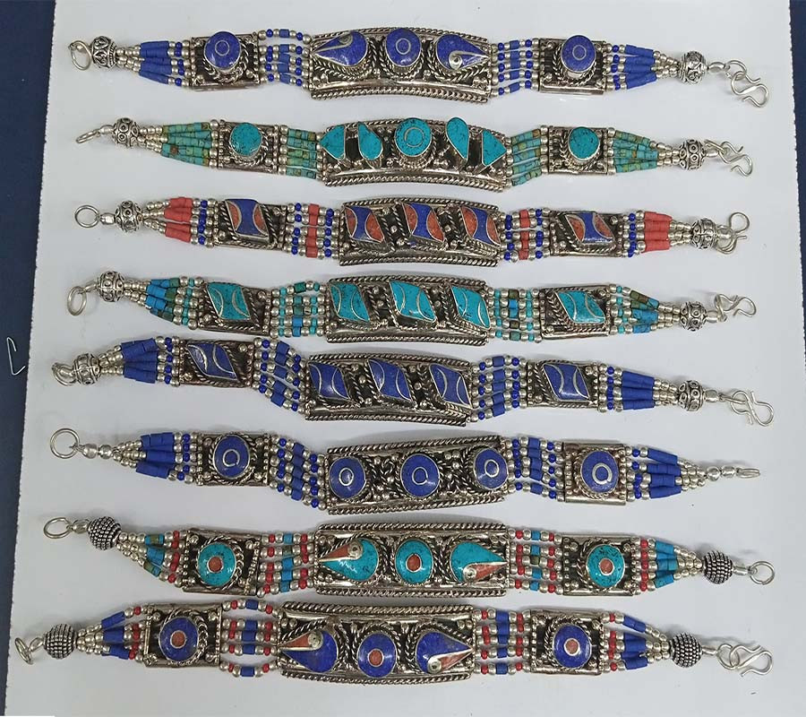 Tibetan Beads German Silver Metal  Bracelets BR-163