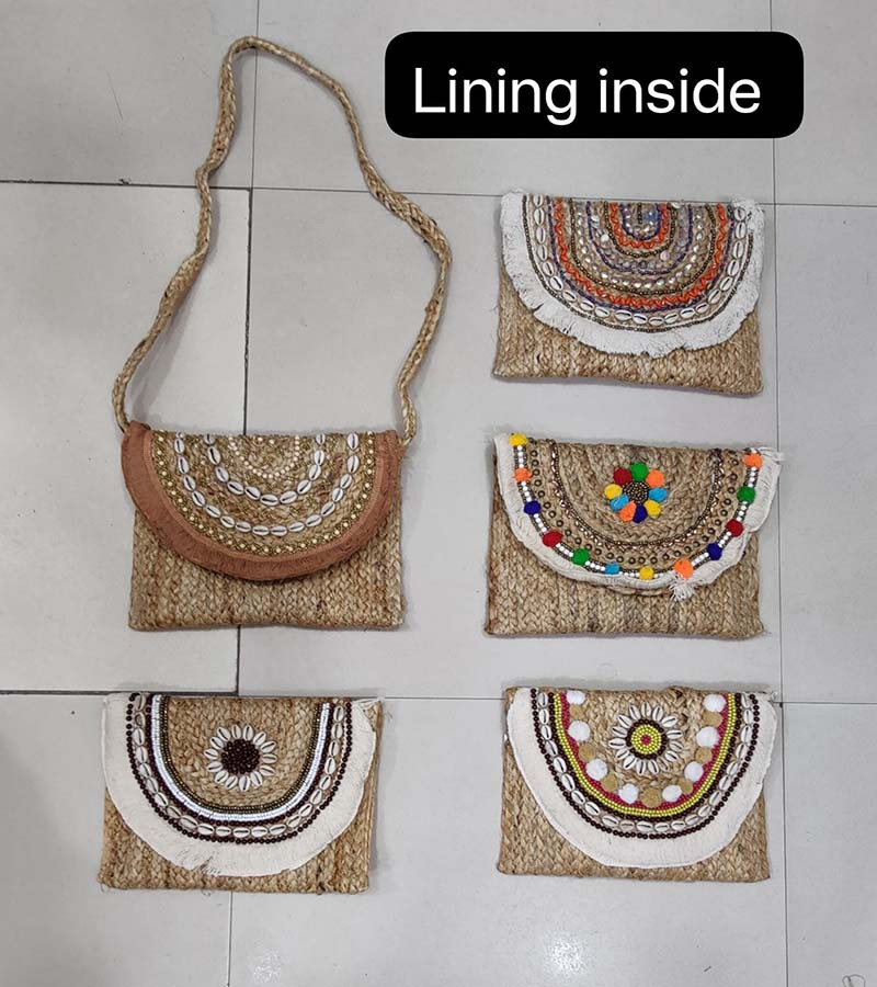 Ladies Fashion Boho Jute Clutch's Bangs GC-BG-711