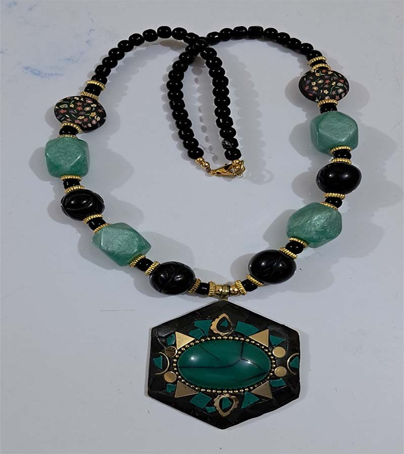 Mosaic Pendent Resin  Beads Necklaces GC-NK-561