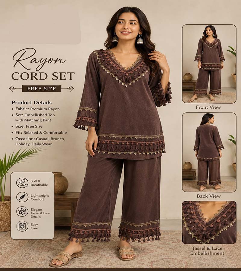 Rayon Fabric Embroidery Work Top And Trouser Set  GC-AP-1672
