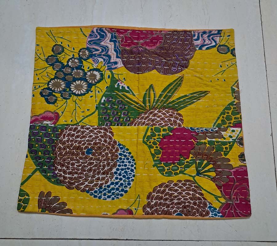 Kantha Work Cotton Fabric Cushion Cover For Home Décor  GC-CC-126-D