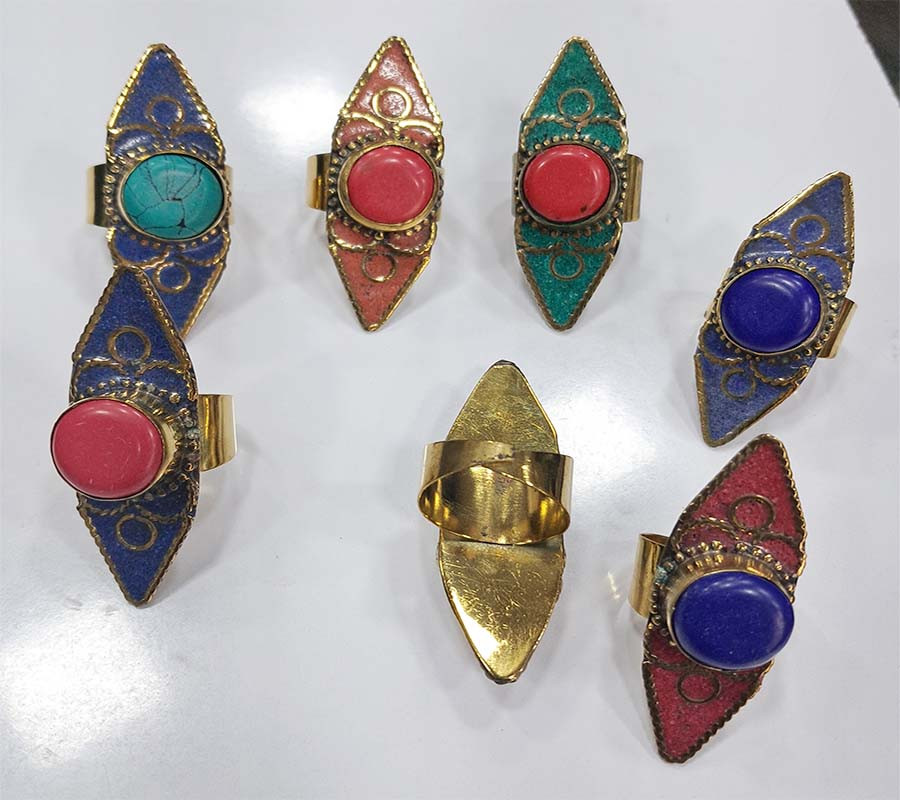 Tibetan Beads Boho Brass Rings GC-RG-357