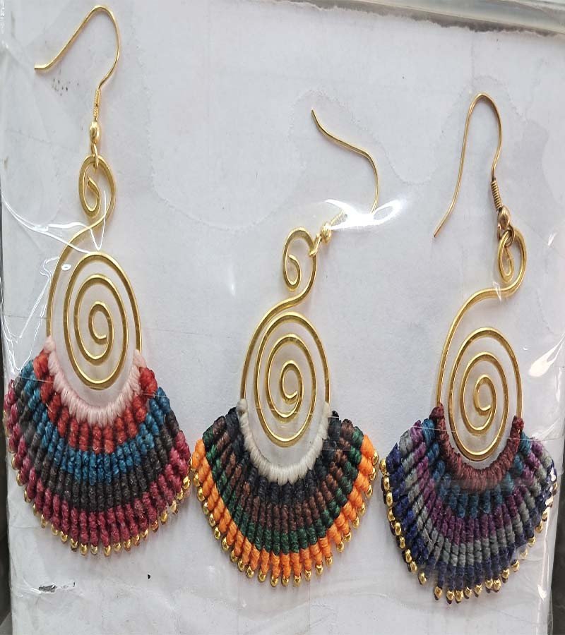Cotton Thread Work Boho Fashion  Brass Earrings GC-ER-528