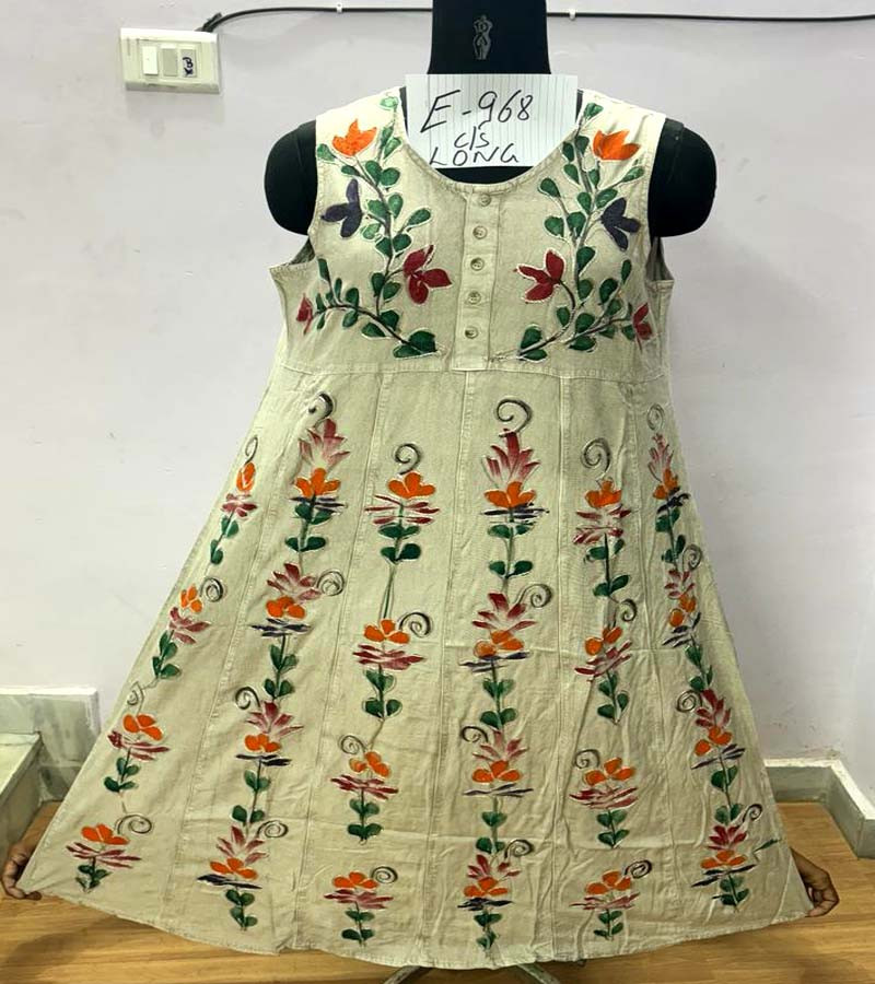 Embroidery Work Cotton Stone Wash Fabric Dress  GC-AP-1294