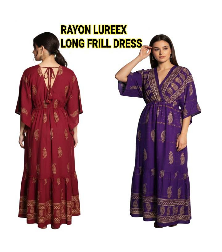 Rayon Lurex Long Frill Dress GC-AP-1638