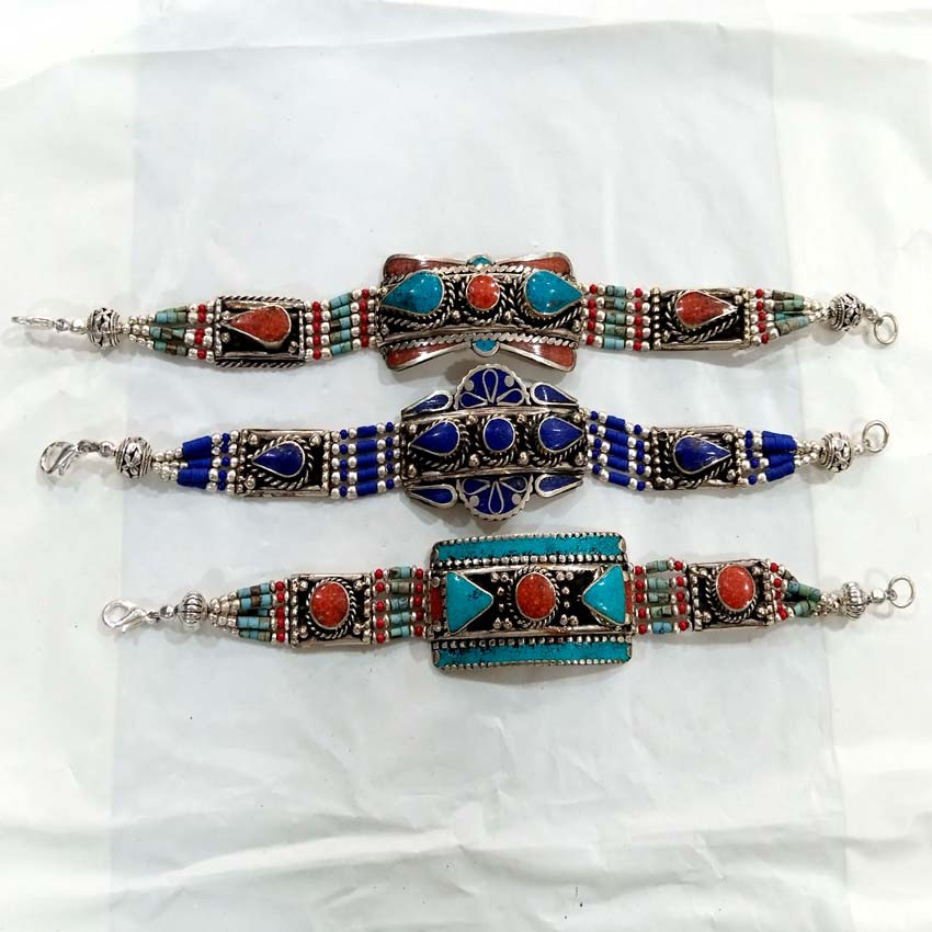 Tibetan Beads German Silver Metal  Bracelets BR-102