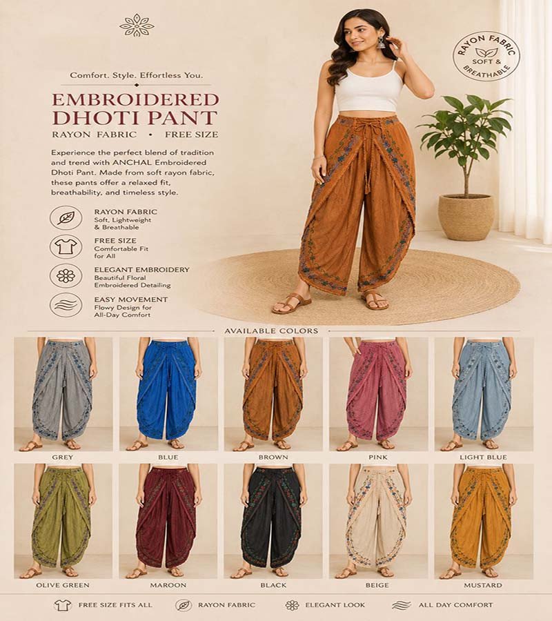 Embroidery Work Rayon Fabric Trouser GC-AP-1686