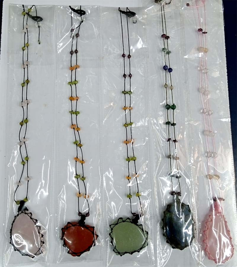 Thread Work Natural Stone Beads Necklaces GC-NK-314