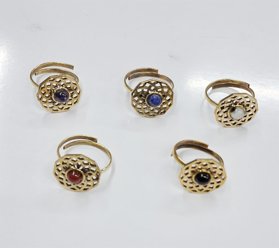 Stone Beads GS Metal Ring GC-RG-287 Adjustable Size Women Fashion Jewelry