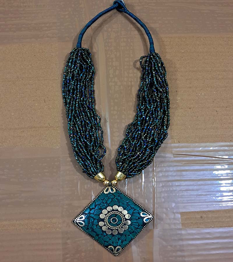 Mosaic Pendent Seed  Beads Necklaces GC-NK-552
