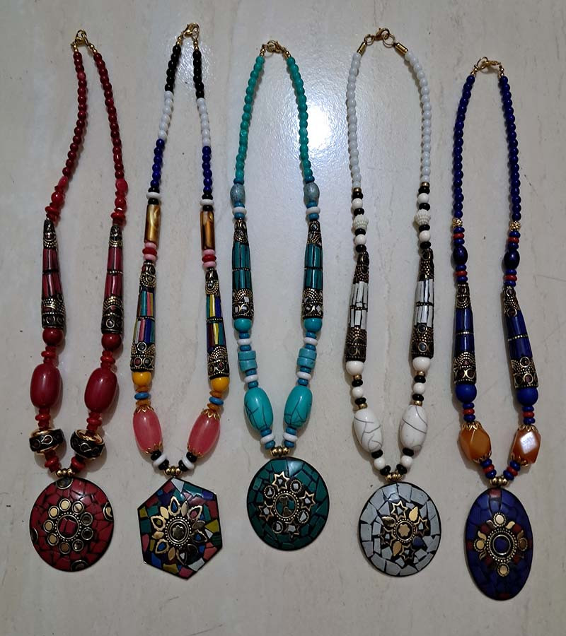 Mosaic Pendent Resin  Beads Necklaces GC-NK-540