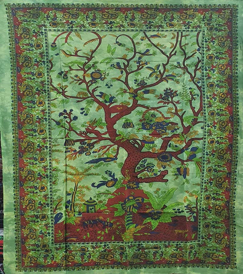 Potly Tree Of Life Print Fashion Wall Hanging Tapestries Cotton Fabric BedSheet Single (135x210cm)Size for Home Decoration GC-TP-175