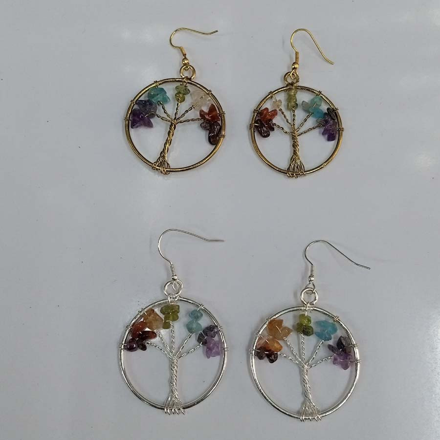 Stone Beads Work Brass Earrings GC-ER-152