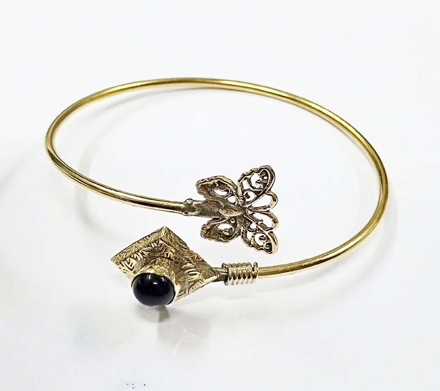 Stone Beads Brass Bangle GC-BL-344