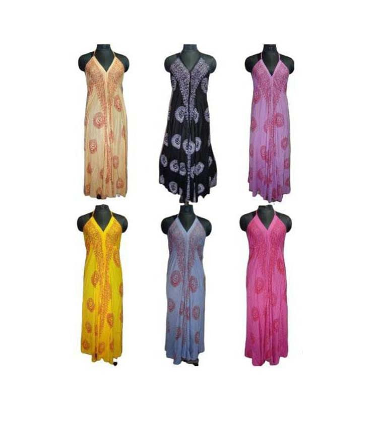 Tie-dye Rayon Print  Dress For  Women's GC-AP-930