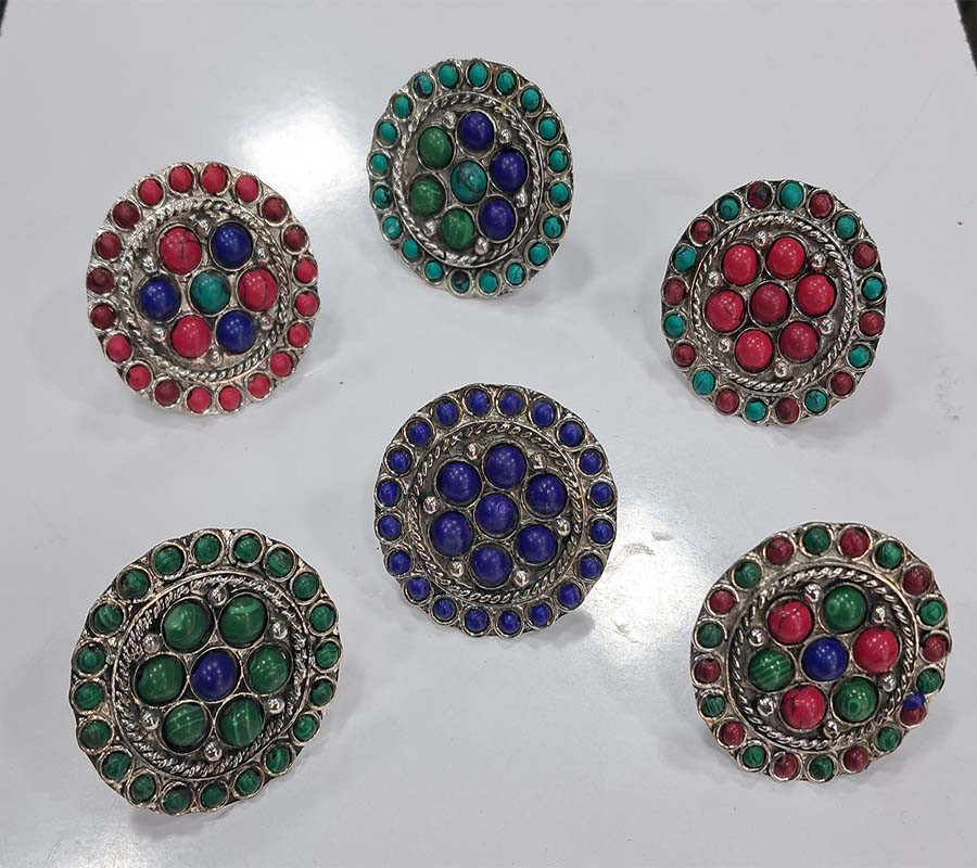 Tibetan Beads Boho Brass Rings GC-RG-351