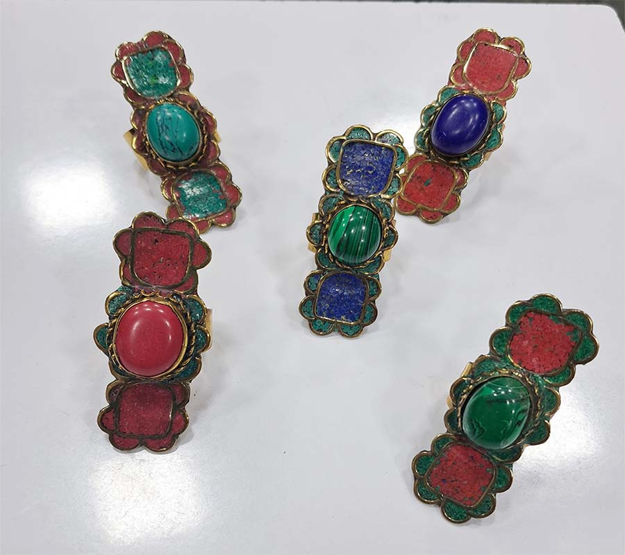 Tibetan Beads Boho Brass Rings GC-RG-356