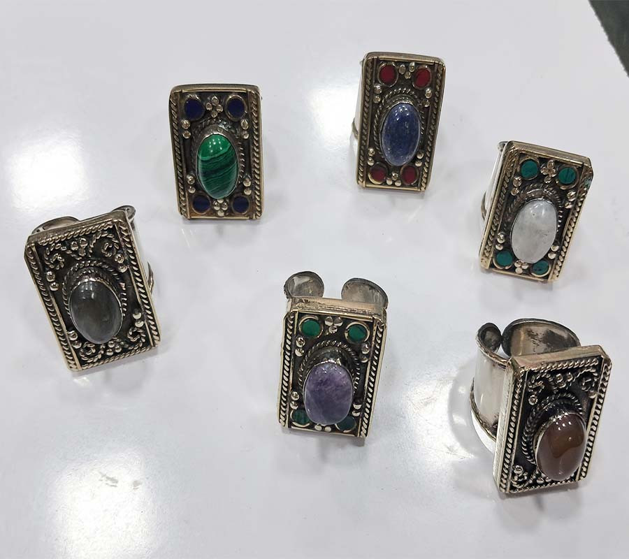 Stone Beads Boho Metal Brass Rings  GC-RG-346