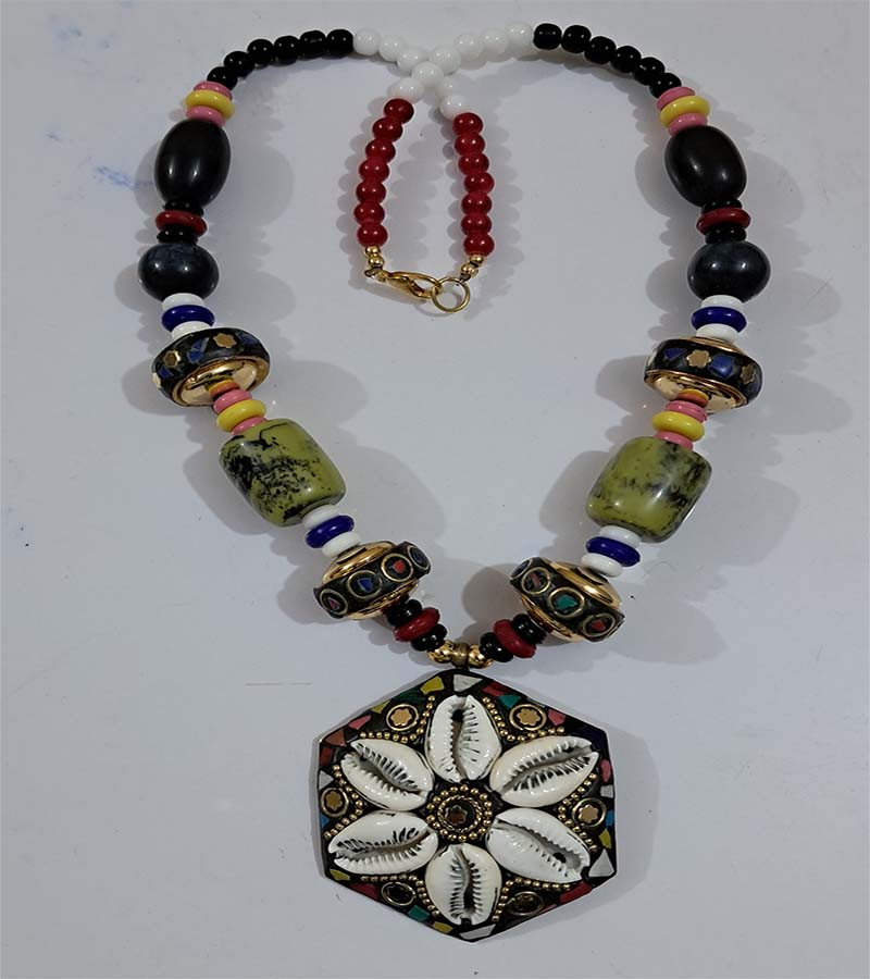 Mosaic Pendent Resin  Beads Necklaces GC-NK-562