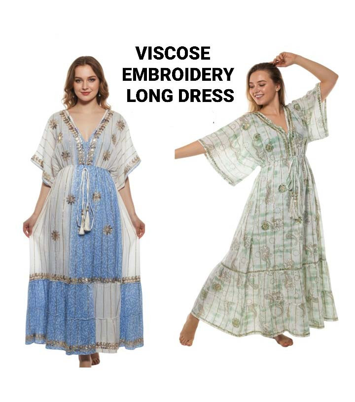 Viscose Embroidery Long Dress GC-AP-1632
