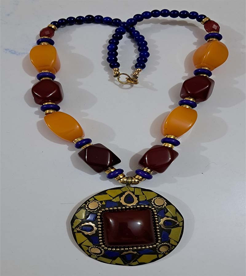 Mosaic Pendent Resin  Beads Necklaces GC-NK-570