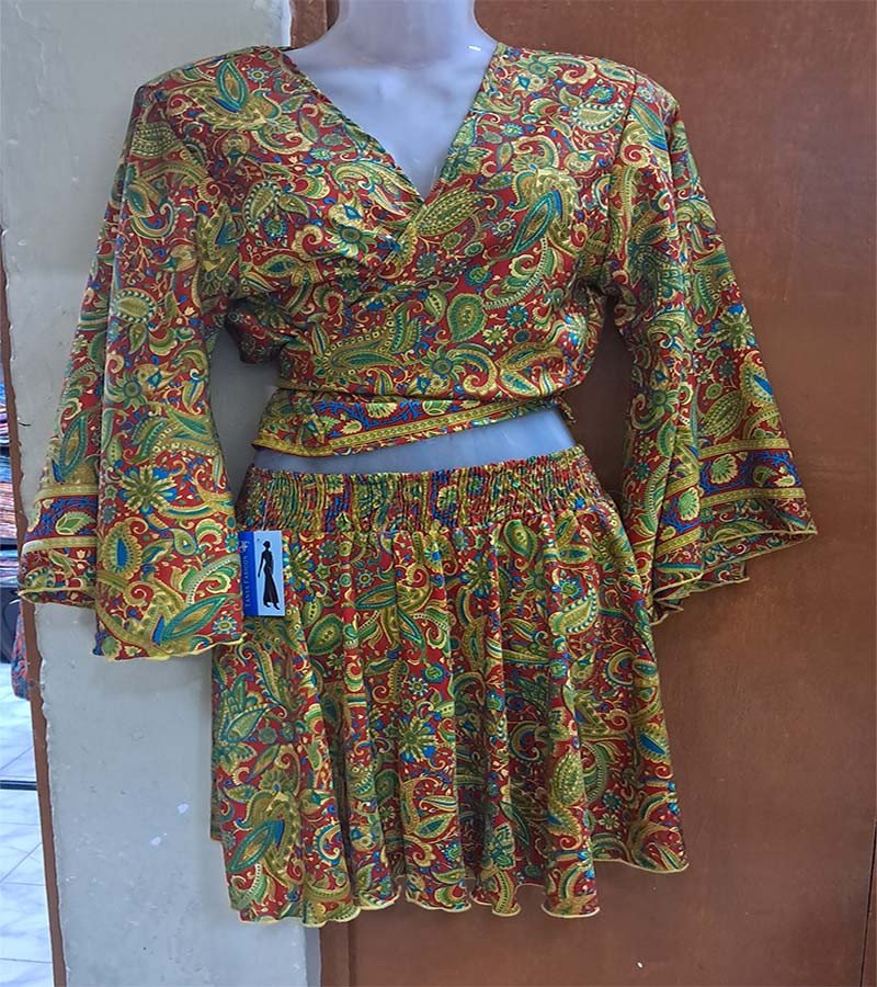 Poly-Silk Fabric Tops And Skirts Sets GC-AP-1654 Mix Colors