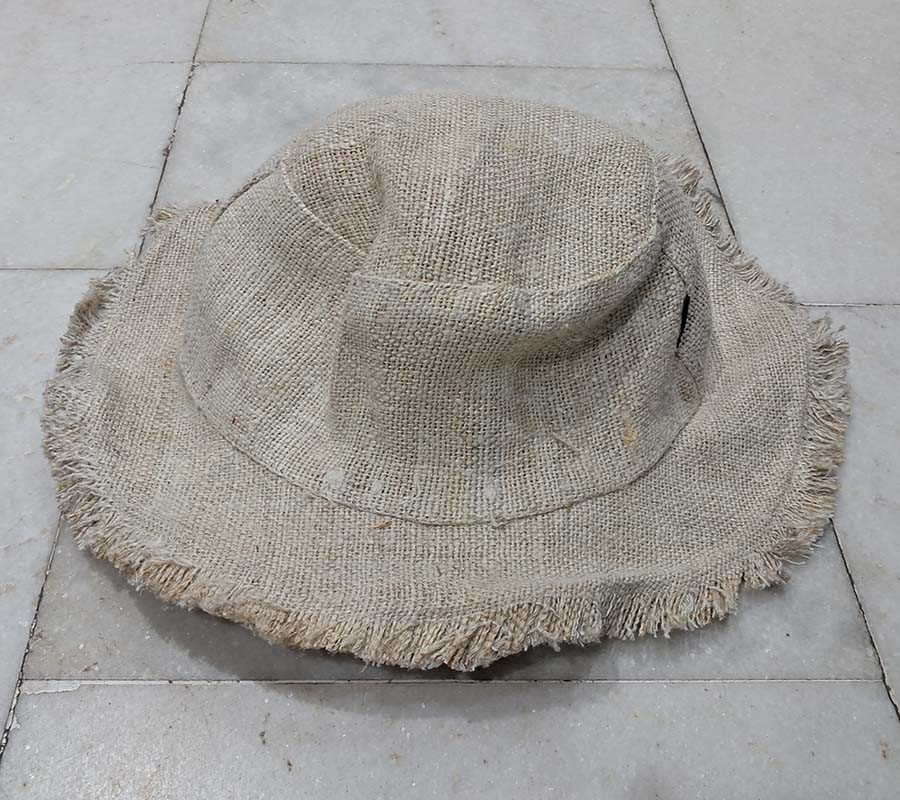 Hemp Bucket Hat ,Hemp Linen Sun Hat, Unisex Beach Sun Hat, Natural Hippie Hat, Unisex, Handmade Neutral Stripe Hemp Sun Hat, Travel Hat Organic Hemp Hat 'Rustic' with wire in the brim  GC-CAP-109