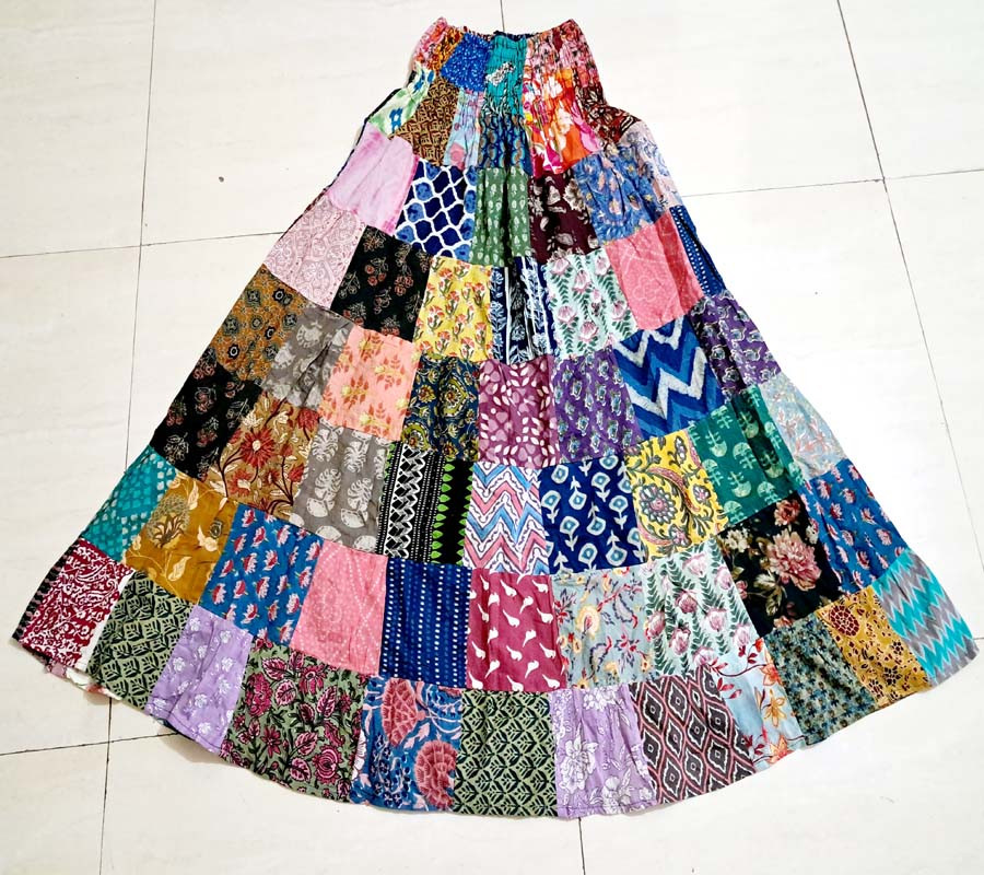 High Waist Cotton Patch Work Skirts GC-ER-1273