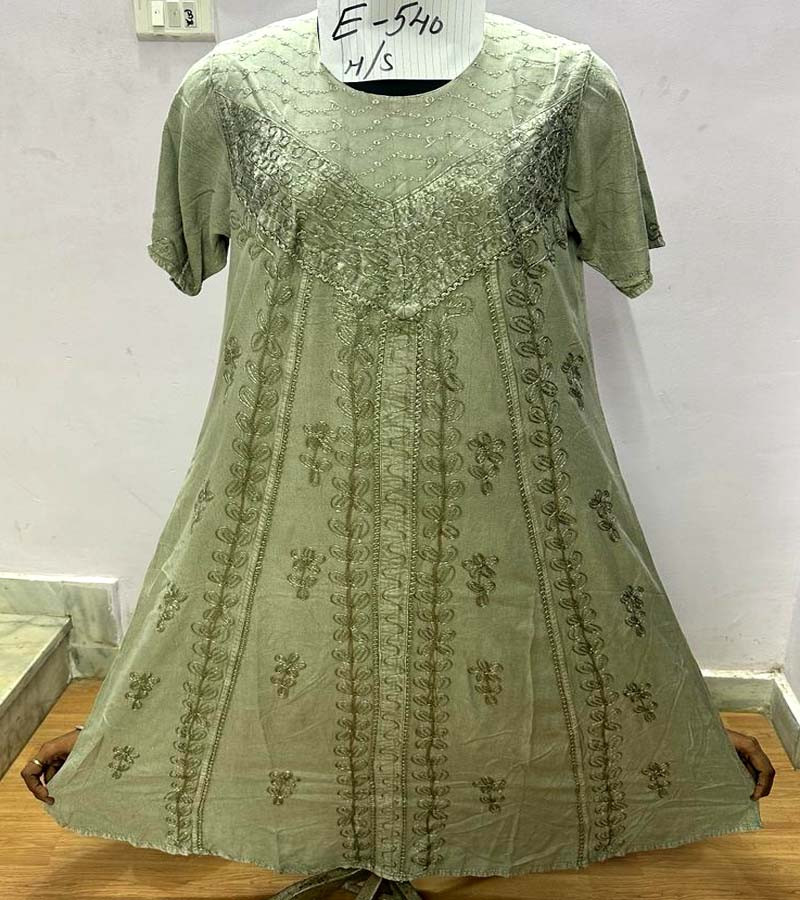 Embroidery Work Cotton Stone Wash Fabric Dress  GC-AP-1297