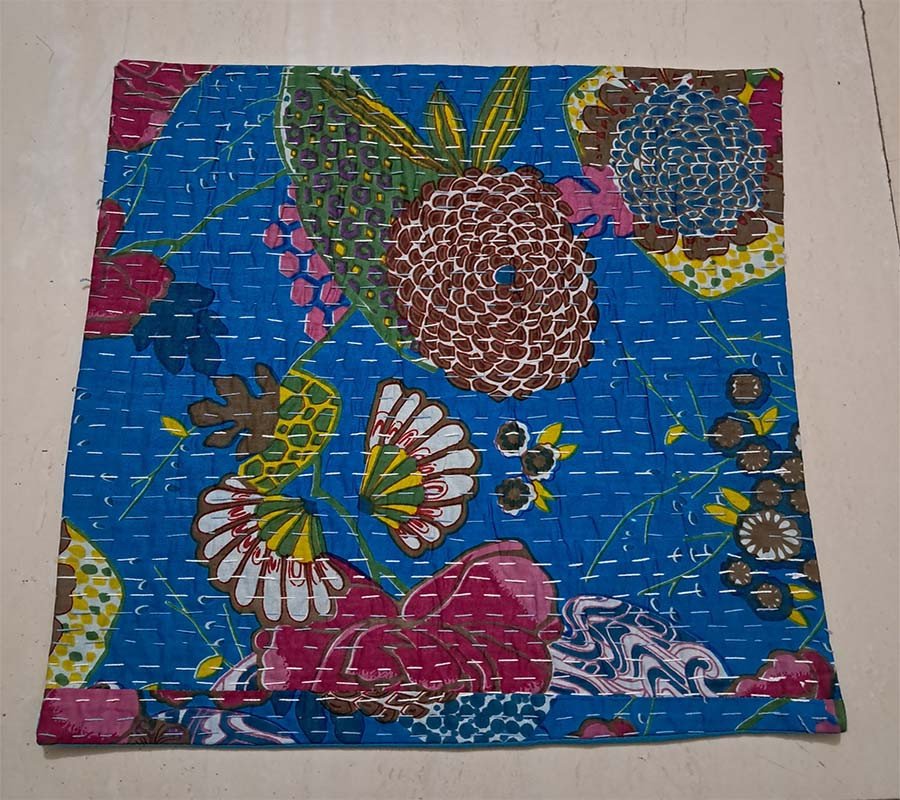 Kantha Work Cotton Fabric Cushion Cover For Home Décor  GC-CC-126-E