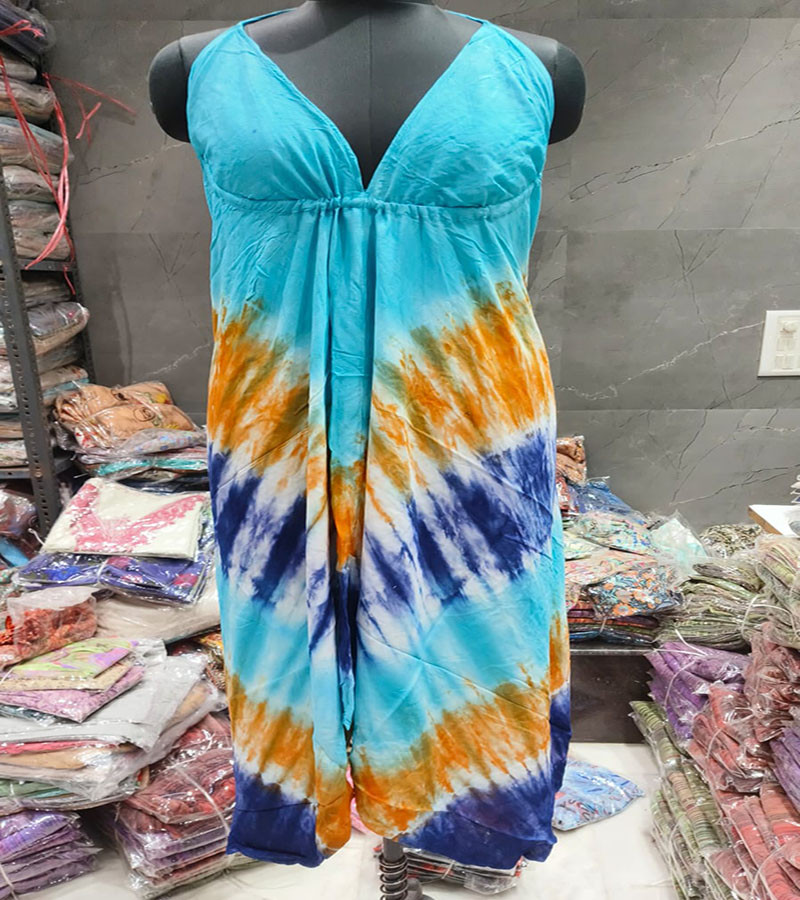 Tie-dye Print Cotton Fabric Dress For Women's GC-AP-1203