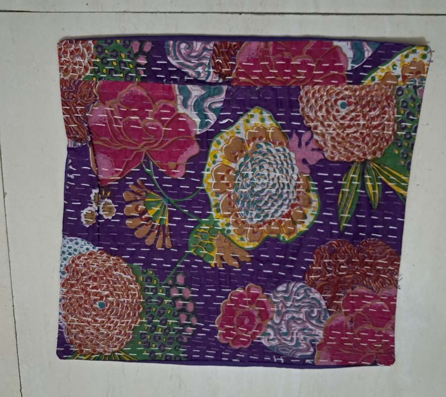 Kantha Work Cotton Fabric Cushion Cover For Home Décor  GC-CC-126-C
