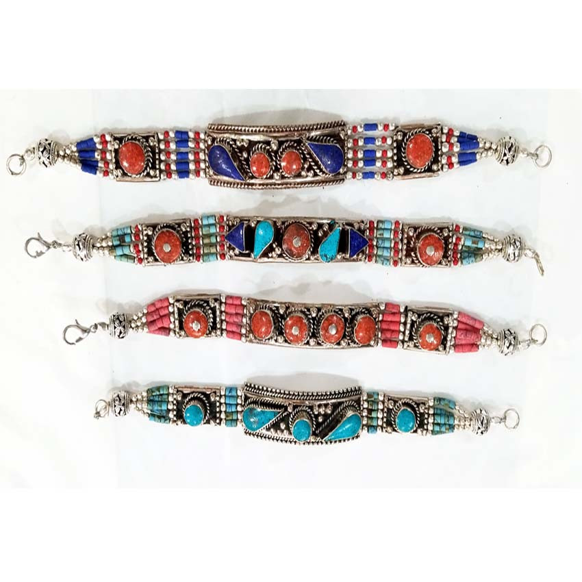 Tibetan Beads German Silver Metal  Bracelets BR-101