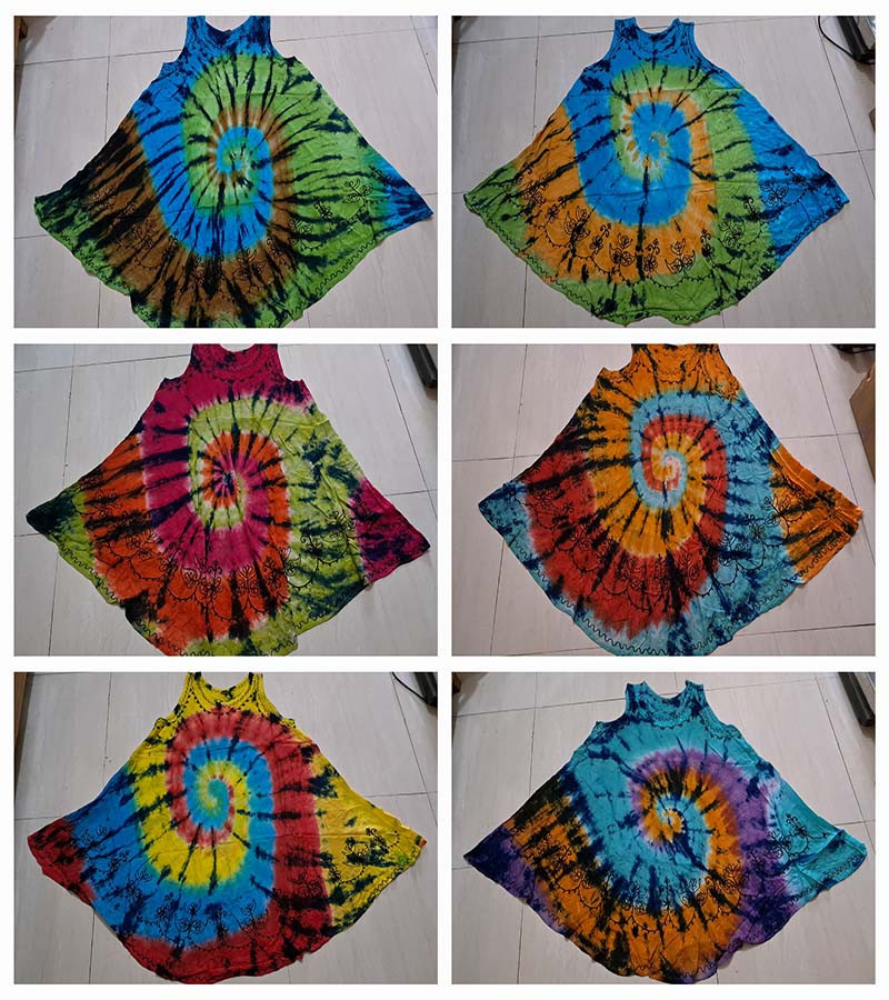 Tie-Dye Cotton Fabric Women Dress GC-AP-1317
