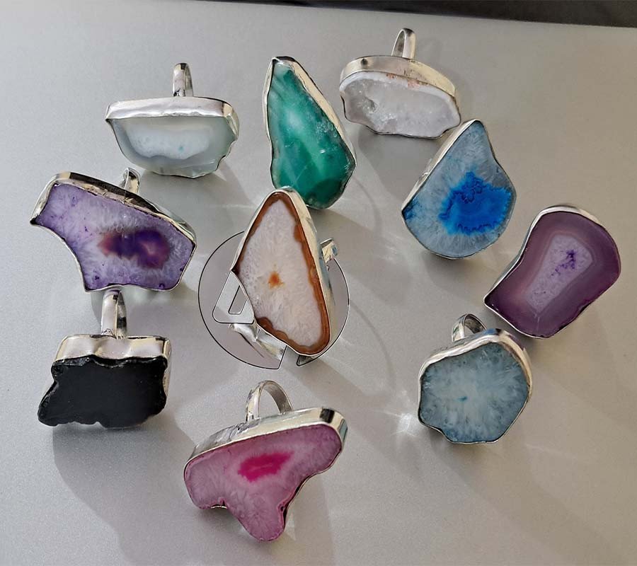 Stone Beads Boho Brass Rings GC-RG-371