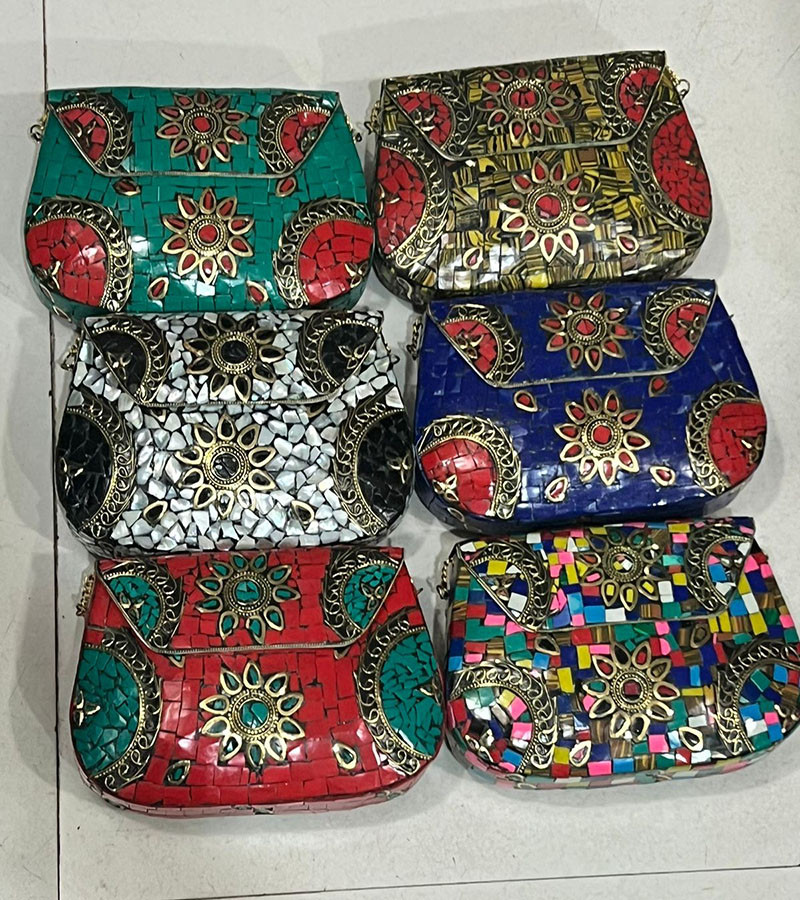 Luxury Quality Mosaic Beads Work Ladies Fashion Metal  Purses GC-BG-856