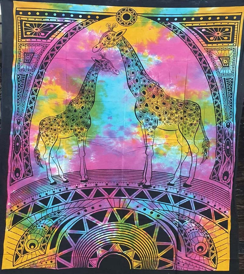 Multi Giraffie Print Wall Hanging Tapestries Wholesale Cotton Fabric Bed Sheet Single (135x210cm)Size for Home Decoration GC-TP-286