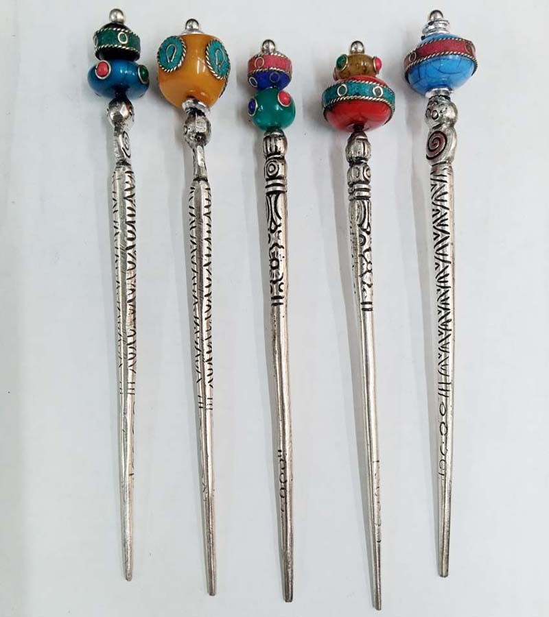 Women Fashion Resin Beads Metal Hair Stick GC-HC-102