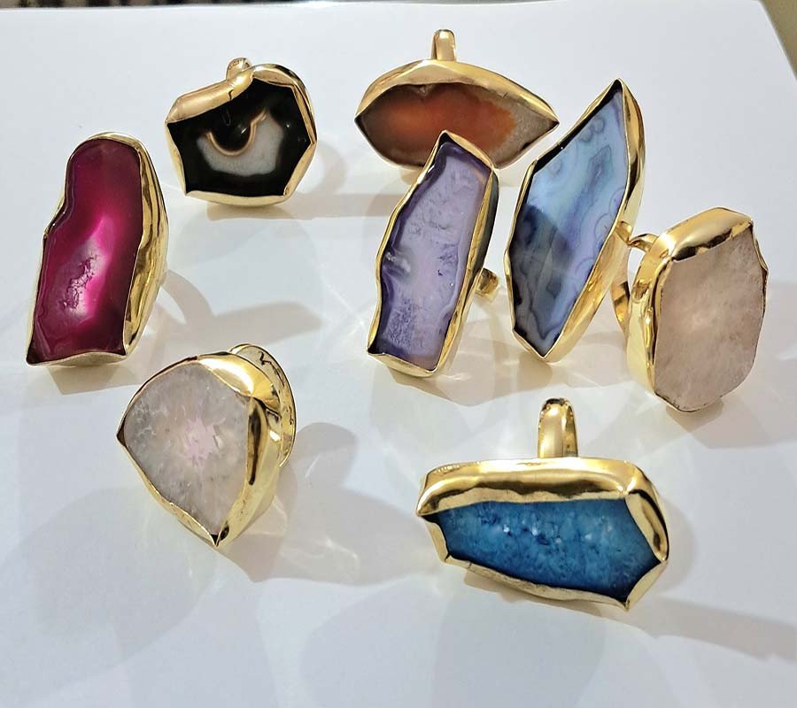 Stone Beads Boho Brass Rings GC-RG-370