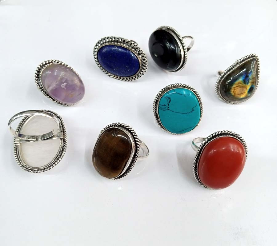 Natural Stone Bead Brass Metal Rings  GC-RG-238