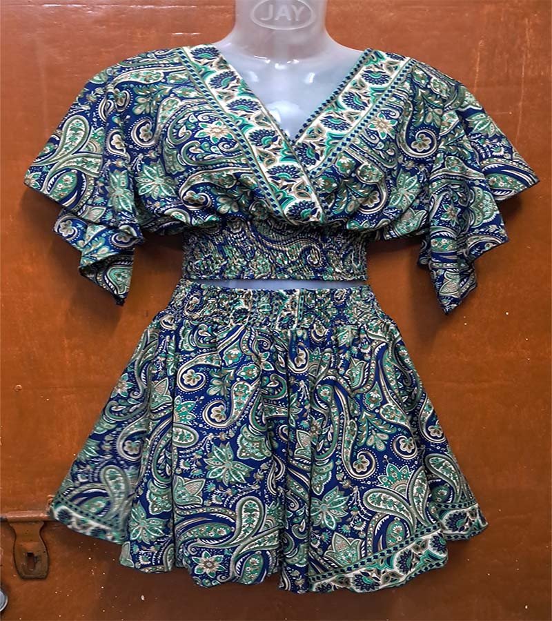 Poly-Silk Fabric Tops And Skirts Sets GC-AP-1653 Mix Colors