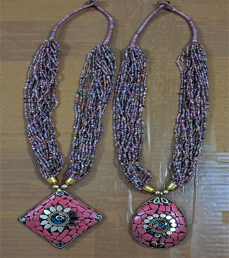 Mosaic Pendent Seed  Beads Necklaces GC-NK-554