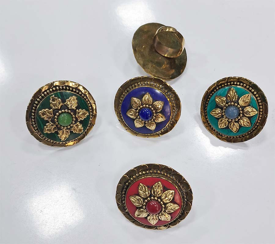 Tibetan Beads Boho Brass Rings GC-RG-355