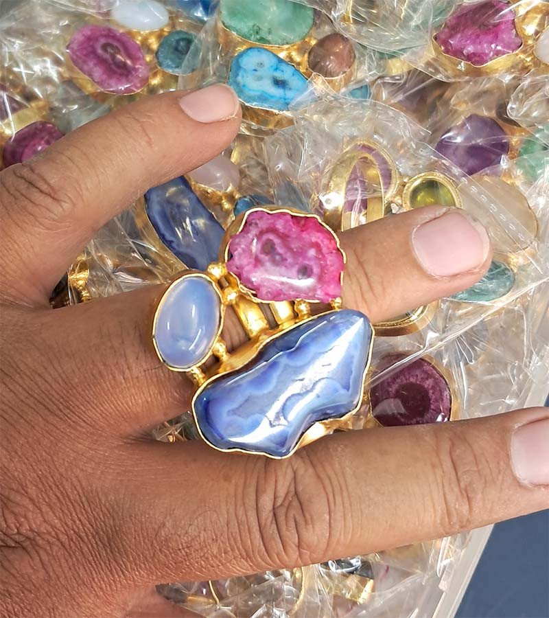 Stone Beads Boho Brass Rings GC-RG-367