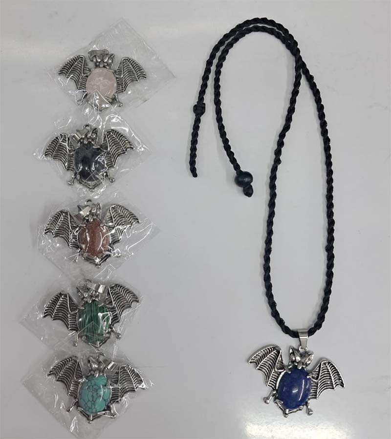 Mix Color Stone Beads Metal Pendent Necklaces With Cords GC-NK-590