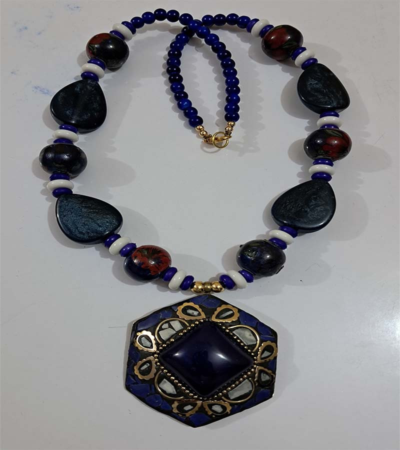 Mosaic Pendent Resin  Beads Necklaces GC-NK-569