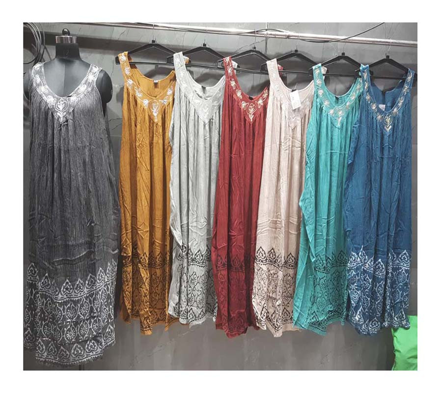 Ladies Fashion Long Dress Rayon Tie-dye Print GC-AP-942